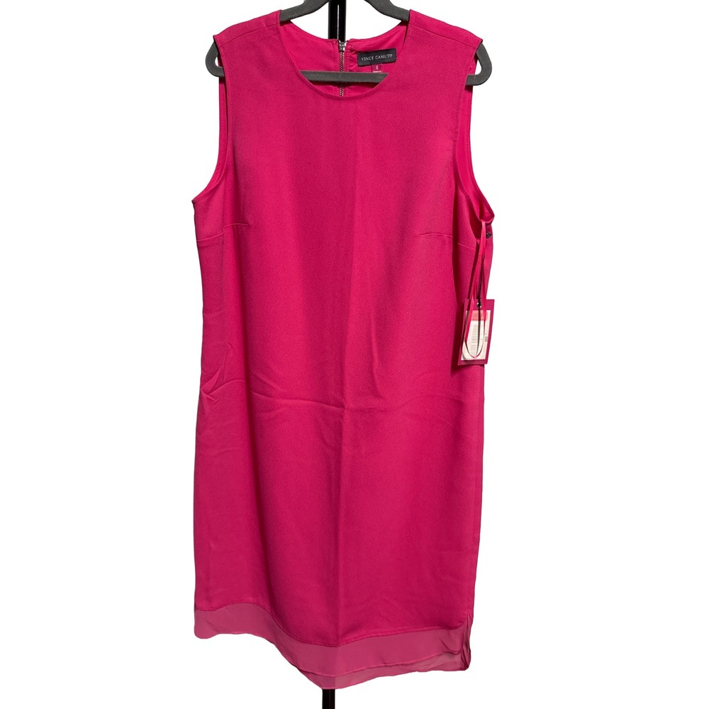 Vince Camuto Hot Pink Sheath Dress Size 0 Sleeveless Shift Elegant Women's‎ NWT